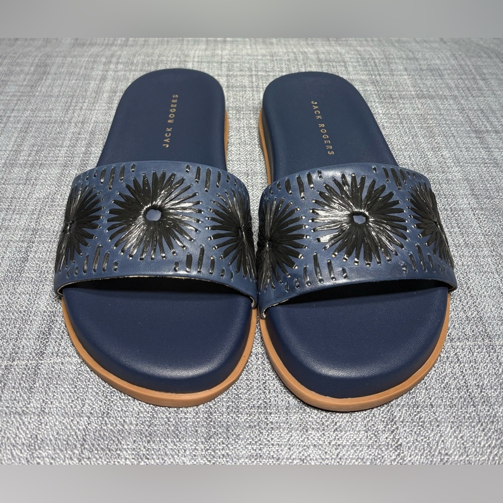 Jack Rogers Somerset Embroidered Slide Sandal Midnite / Black - Picture 3 of 7